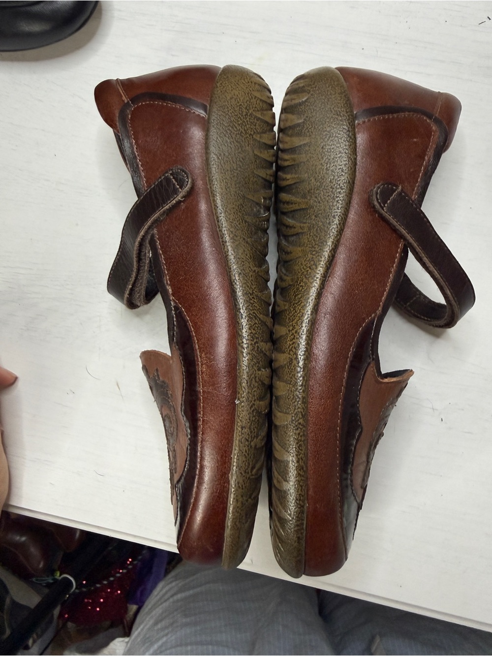 Naot Motu Mary Jane Flats Brown Leather Slip On Comfort Fit Boho Casual Sz 7 - Picture 6 of 12